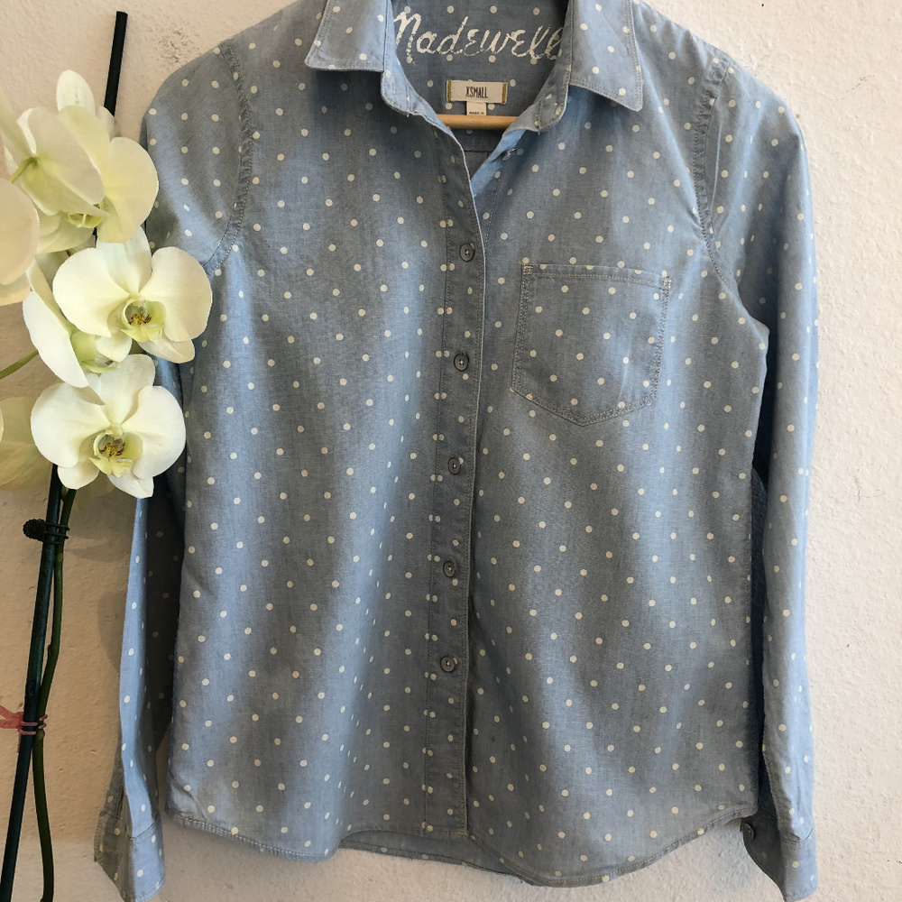 Madewell, Blue and White dots , Sz XSmall - Picture 1 of 3